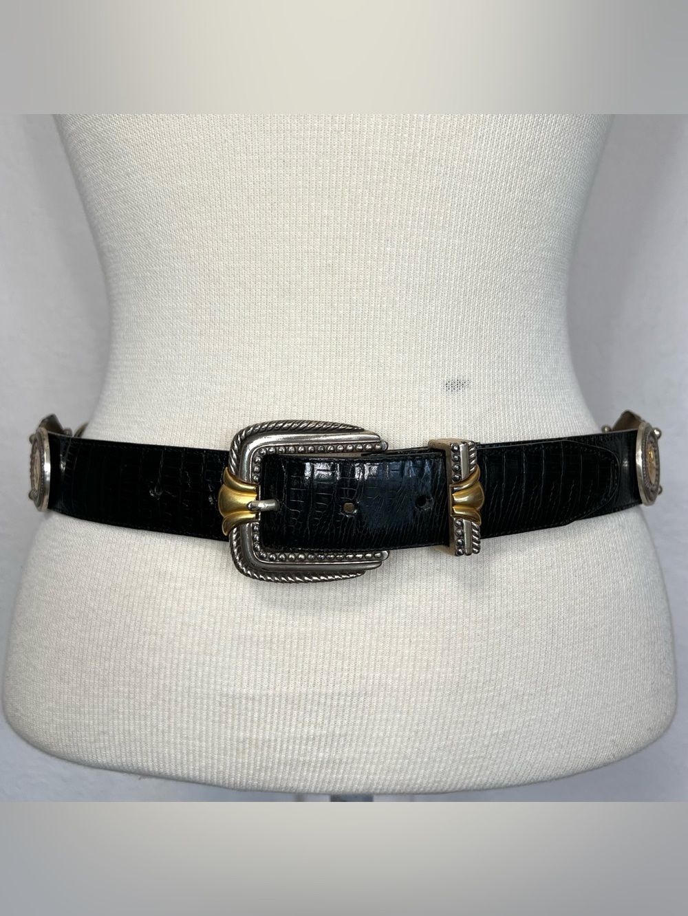 Brighton Museum Collection Leather Belt with Silver Details & Gold Coins